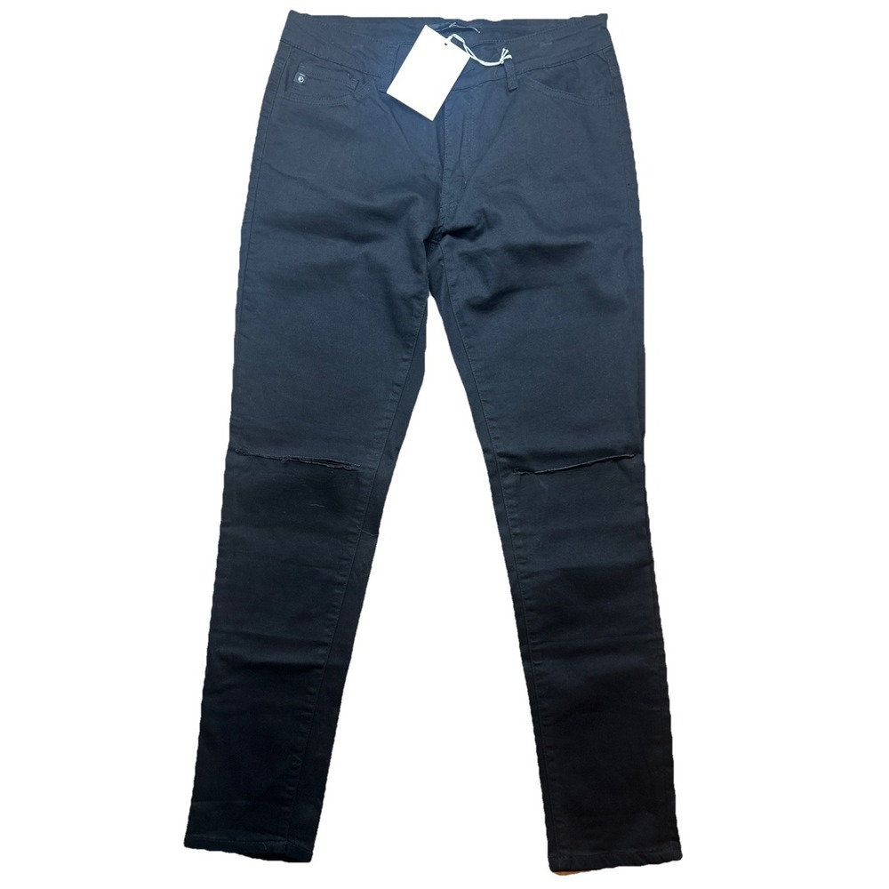 NWT Kancan Black Stretchy Slit Knees Jeans, Womens‎ 13/30 Estilo KC6008BK